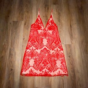 Red free people cocktail dress